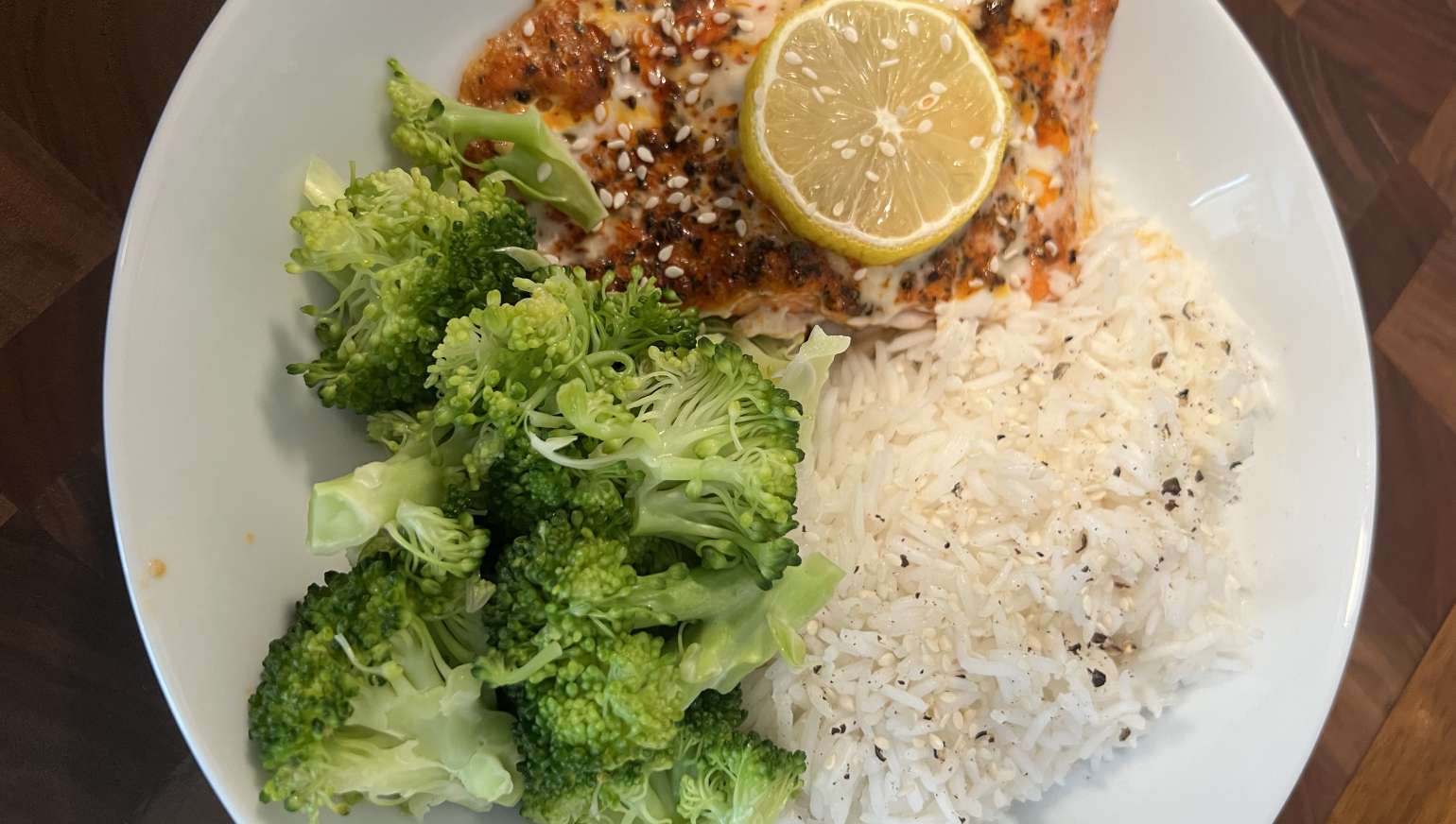 Chili-Sesame Glazed Salmon with Basmati Rice & Broccoli